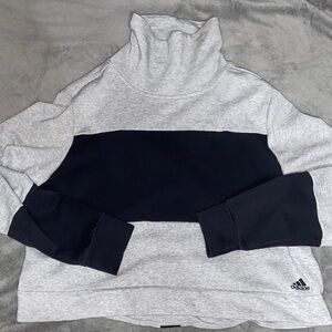 Adidas Light Gray and Black Turtleneck Sweatshirt